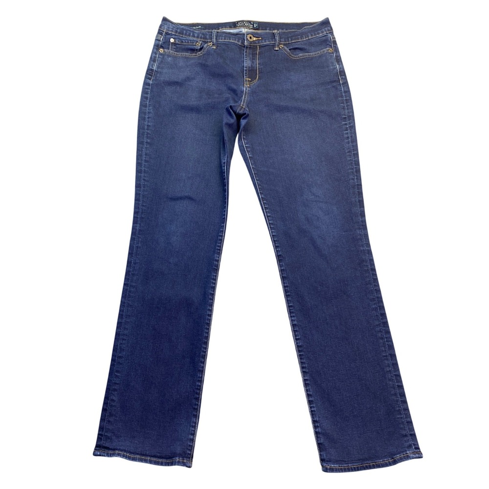 Lucky Brand Sweet N Straight Dark Wash Blue Denim Jeans Size 14/32 Womens Grunge
